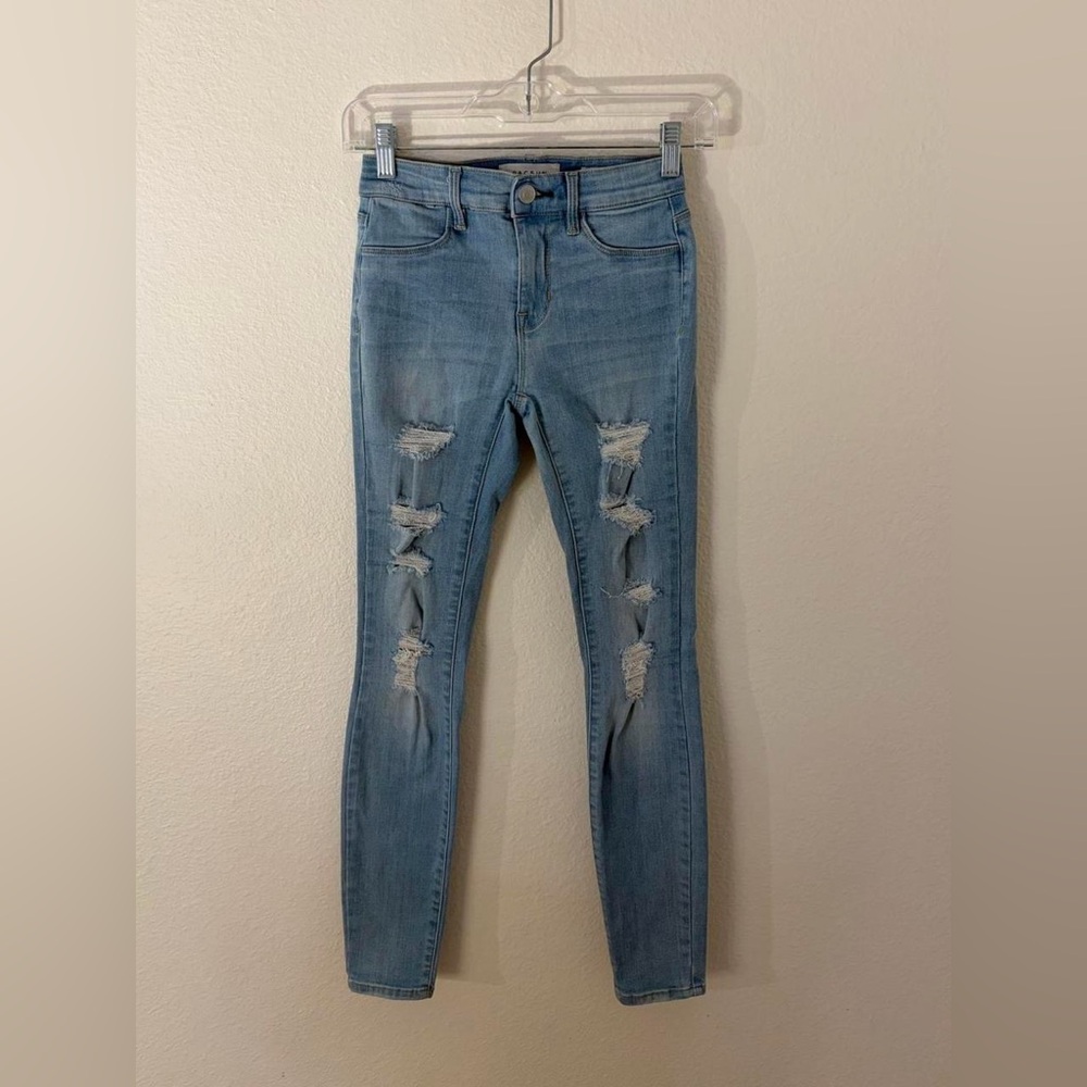 pacsun light wash ripped skinny jeans (jeggings)